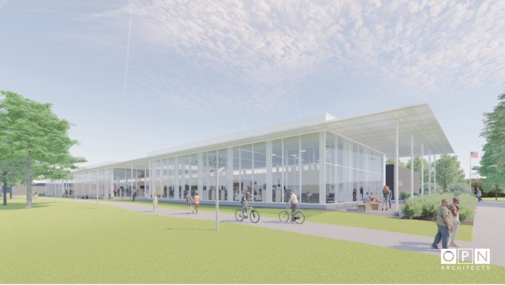 The new $24 million, 40,000-square-foot Westside Cedar Rapids Public Library is currently under construction. The architect is OPN Architects and the general contractor is Garling Construction.